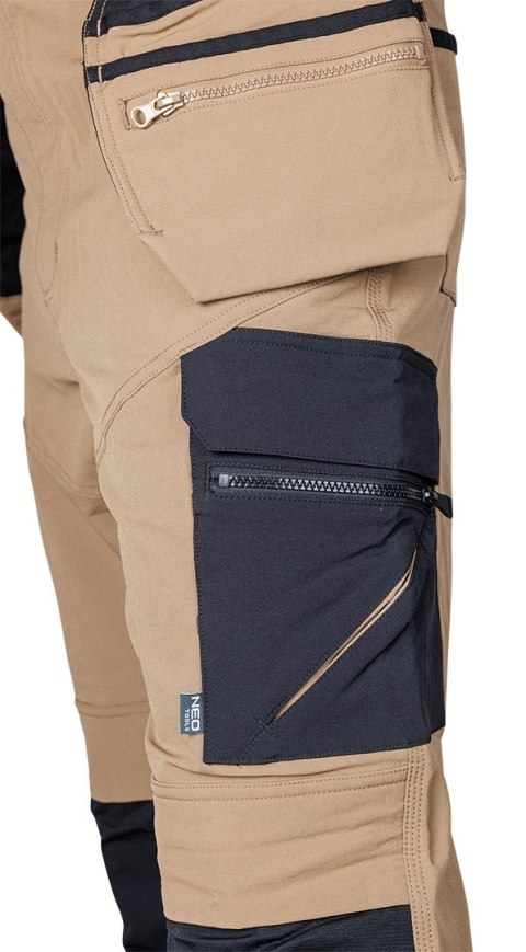 Spodnie robocze Mix&Match, 4 way stretch, z kaburami, Cordura, beżowo-czarne, rozmiar XXL Spodnie robocze Mix&Match, 4 way stretch, z kaburami, Cordura, beżowo-czarne, rozmiar XXL