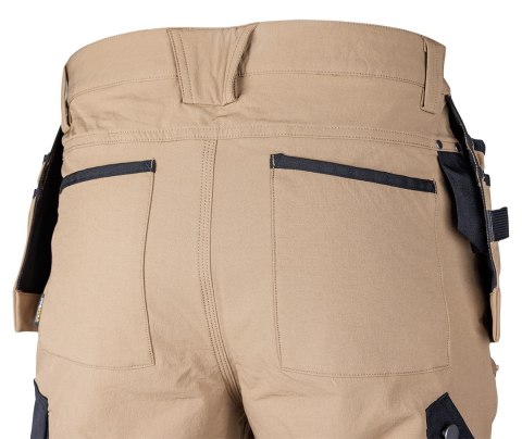 Spodnie robocze Mix&Match, 4 way stretch, z kaburami, Cordura, beżowo-czarne, rozmiar XXL Spodnie robocze Mix&Match, 4 way stretch, z kaburami, Cordura, beżowo-czarne, rozmiar XXL