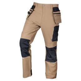 Spodnie robocze Mix&Match, 4 way stretch, z kaburami, Cordura, beżowo-czarne, rozmiar S