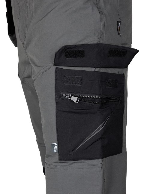 Spodnie robocze Mix&Match, 4 way stretch, z kaburami, Cordura, szaro-czarne, rozmiar M Spodnie robocze Mix&Match, 4 way stretch, z kaburami, Cordura, szaro-czarne, rozmiar M