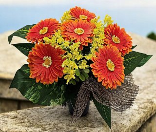 BUKIET WKŁAD NA CMENTARZ KWIATY DZIEŃ MAMY STROIK WIĄZANKA GERBERY NA GRÓB