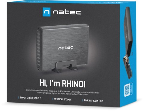Zewnętrzna obudowa dysku Natec Rhino SATA 3.5cala USB 3.0 Aluminium Zewnętrzna obudowa dysku Natec Rhino SATA 3.5cala USB 3.0 Aluminium