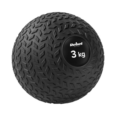 Mała piłka lekarska do ćwiczeń rehabilitacyjna Slam Ball 23cm 3kg, REBEL ACTIVE Mała piłka lekarska do ćwiczeń rehabilitacyjna Slam Ball 23cm 3kg, REBEL ACTIVE
