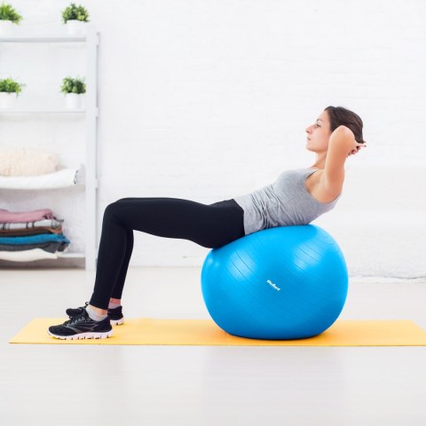 Piłka gimnastyczna rehabilitacyjna 55cm z pompką ręczną, kolor niebieski , REBEL ACTIVE Piłka gimnastyczna rehabilitacyjna 55cm z pompką ręczną, kolor niebieski , REBEL ACTIVE