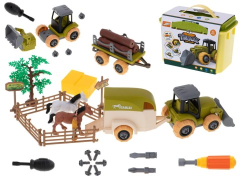 Farma traktor z przyczepą ciągnik do skręcania konie śrubokręt