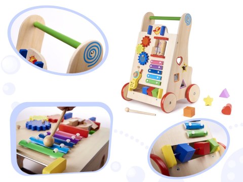 Pchacz dla dziecka chodzik drewniany kostka edukacyjna 6w1