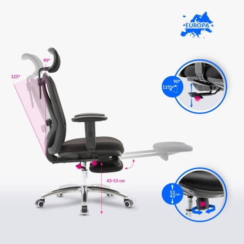 Fotel ergonomiczny ANGEL biurowy obrotowy eurOpa plus z podnóżkiem Fotel ergonomiczny ANGEL biurowy obrotowy eurOpa plus z podnóżkiem