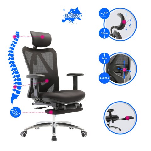 Fotel ergonomiczny ANGEL biurowy obrotowy eurOpa plus z podnóżkiem Fotel ergonomiczny ANGEL biurowy obrotowy eurOpa plus z podnóżkiem