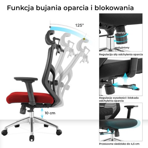 Fotel biurowy ergonomiczny Rosa czerwony ANGEL