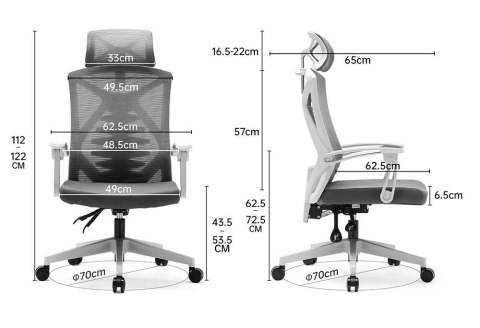 Fotel ergonomiczny ANGEL biurowy obrotowy Spino szary Fotel ergonomiczny ANGEL biurowy obrotowy Spino szary