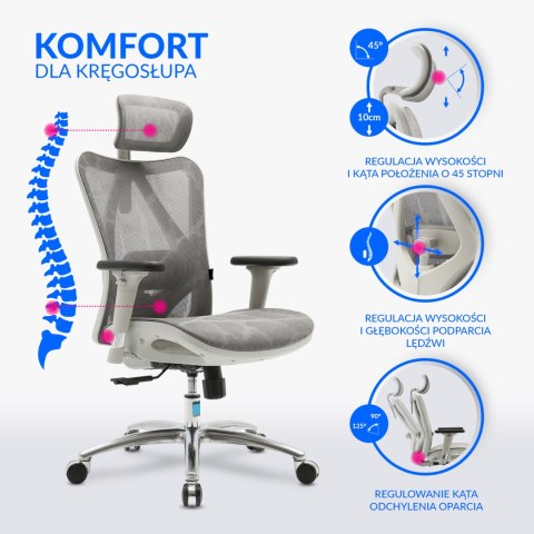 Fotel ergonomiczny ANGEL biurowy obrotowy kalistO szary Fotel ergonomiczny ANGEL biurowy obrotowy kalistO szary