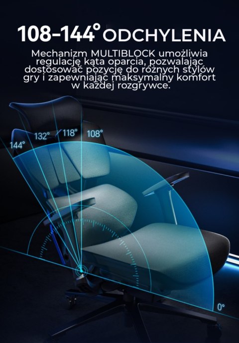Fotel ergonomiczny gamingowy Angel Furia PRO z podnóżkiem Fotel ergonomiczny gamingowy Angel Furia PRO z podnóżkiem
