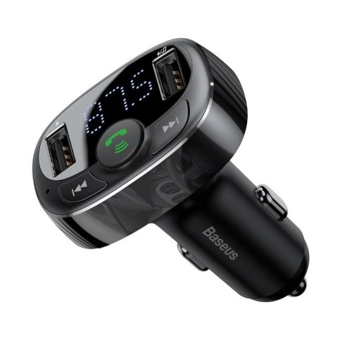 Transmiter fm do samochodu baseus 2x usb, bluetooth - czarny