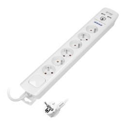 Listwa przeciwprzepięciowa, 6 gniazd 2P+Z, kabel 3x1,0mm?, długość 3m, z wyłącznikiem podświetlanym dwutorowym. 10A/230 VAC, Och
