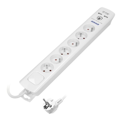 Listwa przeciwprzepięciowa, 6 gniazd 2P+Z, kabel 3x1,0mm?, długość 3m, z wyłącznikiem podświetlanym dwutorowym. 10A/230 VAC, Och Listwa przeciwprzepięciowa, 6 gniazd 2P+Z, kabel 3x1,0mm?, długość 3m, z wyłącznikiem podświetlanym dwutorowym. 10A/230 VAC, Och