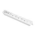 Listwa przeciwprzepięciowa, 6 gniazd 2P+Z, kabel 3x1,0mm?, długość 3m, z wyłącznikiem podświetlanym dwutorowym. 10A/230 VAC, Och