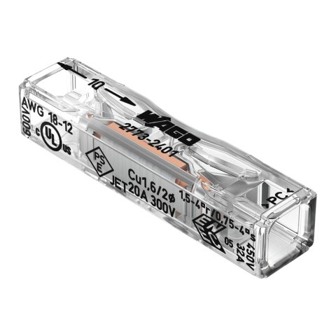 Złączka Wago 1-torowa przelotowa, do przewodów sztywnych, 2773-2401, od 0,2-4mm?, 5 szt Złączka Wago 1-torowa przelotowa, do przewodów sztywnych, 2773-2401, od 0,2-4mm?, 5 szt