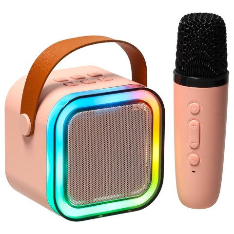 Zestaw do karaoke głośnik Bluetooth mikrofon USB LED różowy Zestaw do karaoke głośnik Bluetooth mikrofon USB LED różowy