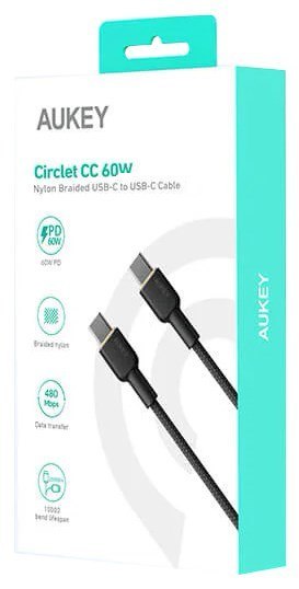 AUKEY CB-NCC1 KABEL USB-C QC PD 1M 3A 60W NYLON AUKEY CB-NCC1 KABEL USB-C QC PD 1M 3A 60W NYLON