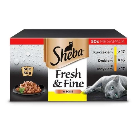 SHEBA saszetki w sosie drobiowe smaki - mokra karma dla kota - 50x50 g SHEBA saszetki w sosie drobiowe smaki - mokra karma dla kota - 50x50 g