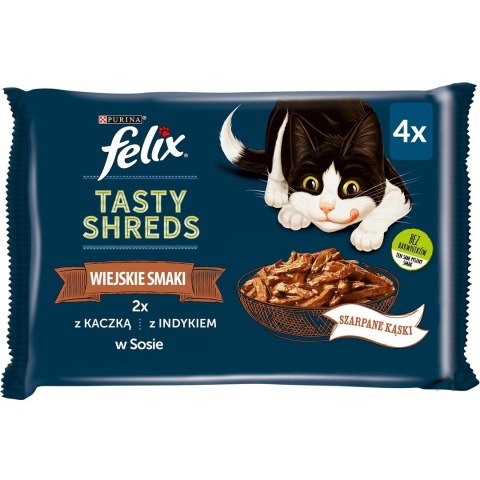 FELIX Tasty Shreds z kaczką i indykiem - mokra karma dla kota - 4x 80g FELIX Tasty Shreds z kaczką i indykiem - mokra karma dla kota - 4x 80g