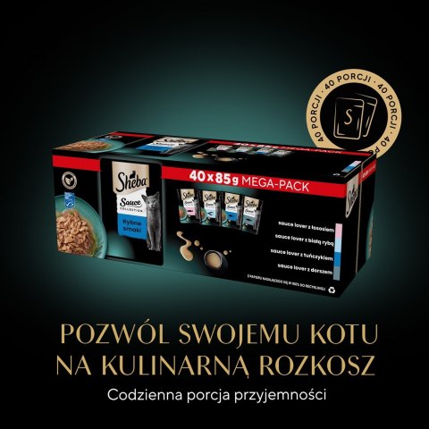 SHEBA Sauce Collection Mix Smaków rybnych w sosie - Mokra karma dla kota - 40x85g SHEBA Sauce Collection Mix Smaków rybnych w sosie - Mokra karma dla kota - 40x85g