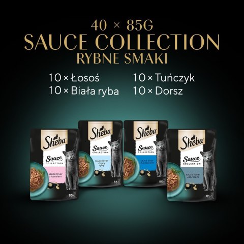 SHEBA Sauce Collection Mix Smaków rybnych w sosie - Mokra karma dla kota - 40x85g SHEBA Sauce Collection Mix Smaków rybnych w sosie - Mokra karma dla kota - 40x85g