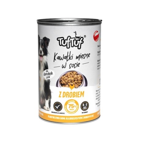 Tuf Tuf kawałki mięsne z drobiem dla psa puszka 415g Tuf Tuf kawałki mięsne z drobiem dla psa puszka 415g