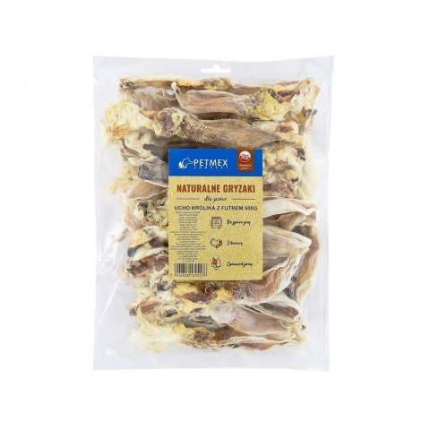 Gryzak dla psów PETMEX Ucho Królika z futrem 500g Gryzak dla psów PETMEX Ucho Królika z futrem 500g