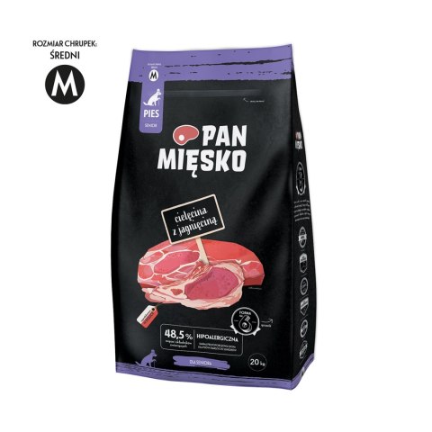 Pan Mięsko Karma sucha dla psa Cielęcina z jagnięciną (senior) chrupki M 20kg Pan Mięsko Karma sucha dla psa Cielęcina z jagnięciną (senior) chrupki M 20kg