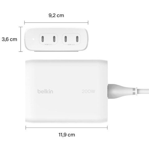 Ładowarka Belkin BoostCharge Pro 4-Port USB-C PD 3.1 GaN Charger 200W White Ładowarka Belkin BoostCharge Pro 4-Port USB-C PD 3.1 GaN Charger 200W White