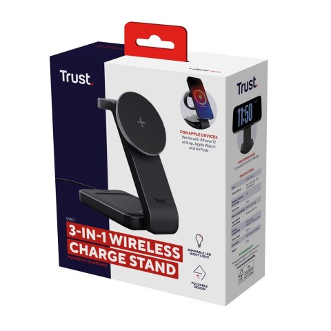 Magnetic Charge Stand Trust Viro 3-in-1 Wireless Black Magnetic Charge Stand Trust Viro 3-in-1 Wireless Black