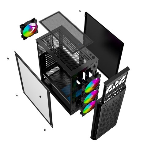 GEMBIRD OBUDOWA FORNAX 400X MIDI-TOWER (2X USB 3.0, 1X USB 2.0, HD AUDIO, SZKLANY PANEL BOCZNY, PODŚWIETLENIE ARGB) CZARNA GEMBIRD OBUDOWA FORNAX 400X MIDI-TOWER (2X USB 3.0, 1X USB 2.0, HD AUDIO, SZKLANY PANEL BOCZNY, PODŚWIETLENIE ARGB) CZARNA