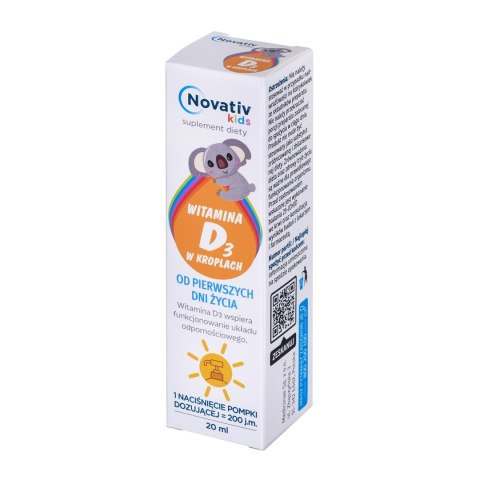 Novativ Kids Witamina D3 w kroplach 20ml Novativ Kids Witamina D3 w kroplach 20ml
