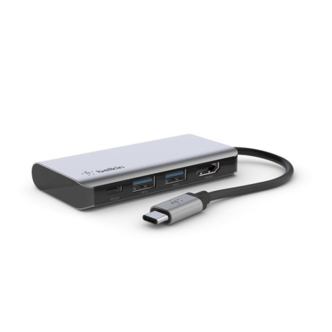 Hub Belkin Connect USB-C 4-in-1 Multiport Adapter 1x4k HDMI/2xUSB-A/1xUSB-C PD3.0 Grey Hub Belkin Connect USB-C 4-in-1 Multiport Adapter 1x4k HDMI/2xUSB-A/1xUSB-C PD3.0 Grey