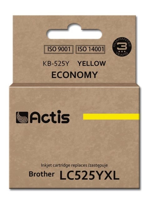 Actis KB-525Y Tusz (zamiennik Brother LC525Y; Standard; 15 ml; żółty) Actis KB-525Y Tusz (zamiennik Brother LC525Y; Standard; 15 ml; żółty)