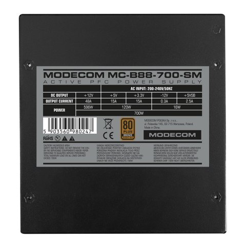 MODECOM ZASILACZ MC-B88-700SM 80+ BRONZE 230V EU MODECOM ZASILACZ MC-B88-700SM 80+ BRONZE 230V EU