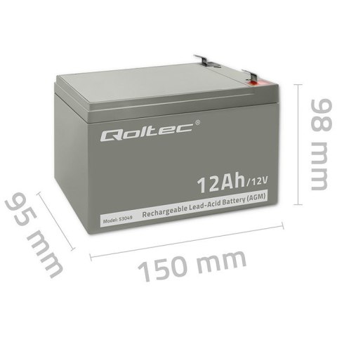 QOLTEC AKUMULATOR AGM | 12V | 12AH QOLTEC AKUMULATOR AGM | 12V | 12AH