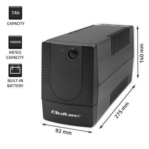 QOLTEC ZASILACZ AWARYJNY UPS LINE INTERACTIVE | MONOLITH | 1000VA | 600W QOLTEC ZASILACZ AWARYJNY UPS LINE INTERACTIVE | MONOLITH | 1000VA | 600W