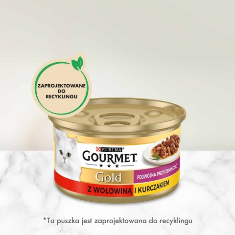 GOURMET GOLD Wołowina z kurczakiem mix kawałków na parze i w sosie - mokra karma dla kota - 85 g GOURMET GOLD Wołowina z kurczakiem mix kawałków na parze i w sosie - mokra karma dla kota - 85 g