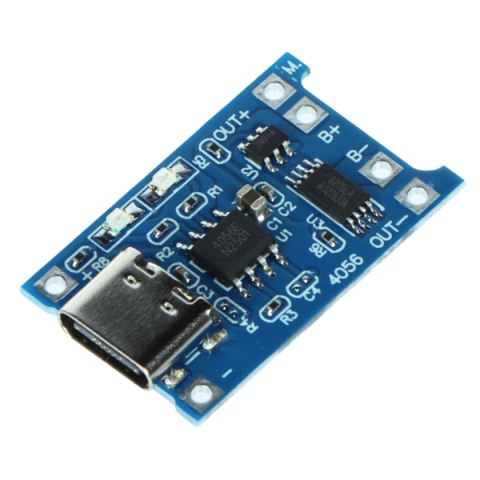 MODUŁ ŁADOWANIA AKUMULATORÓW LI-ION CHAR-4056-18650/USB-C MODUŁ ŁADOWANIA AKUMULATORÓW LI-ION CHAR-4056-18650/USB-C
