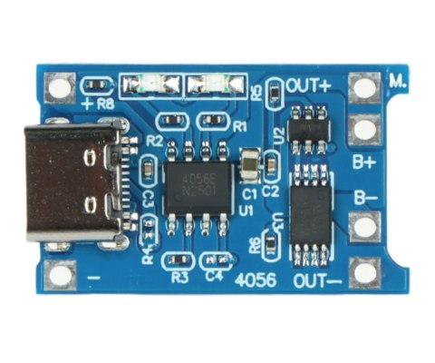 MODUŁ ŁADOWANIA AKUMULATORÓW LI-ION CHAR-4056-18650/USB-C MODUŁ ŁADOWANIA AKUMULATORÓW LI-ION CHAR-4056-18650/USB-C