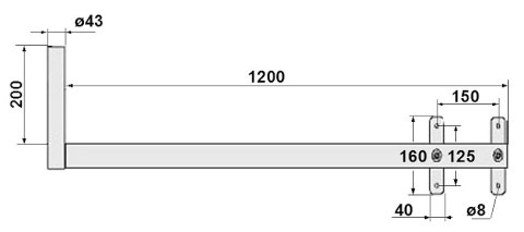 UCHWYT MUROWY BOCZNY UML-43H120 UCHWYT MUROWY BOCZNY UML-43H120