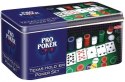 Zestaw 200 żetonów plus dwie talie po 55 kart pro poker texas holde'em puszka