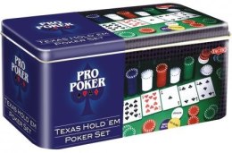 Zestaw 200 żetonów plus dwie talie po 55 kart pro poker texas holde'em puszka