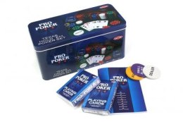 Zestaw 200 żetonów plus dwie talie po 55 kart pro poker texas holde'em puszka