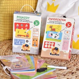 Zestaw edukacyjny pojazdy zabawy kreatywne z pisakiem zmazywakiem