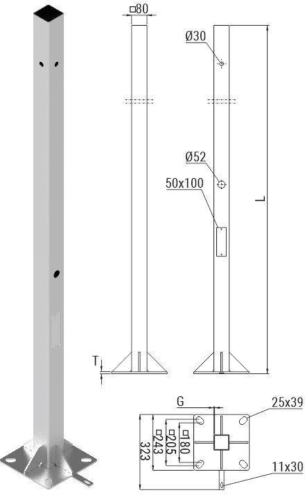 Słup ATS SKAM1/4 pod montaż kamer CCTV