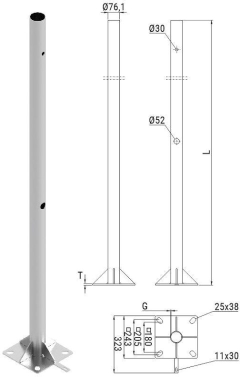 Słup ATS SKAM2/4 pod montaż kamer CCTV