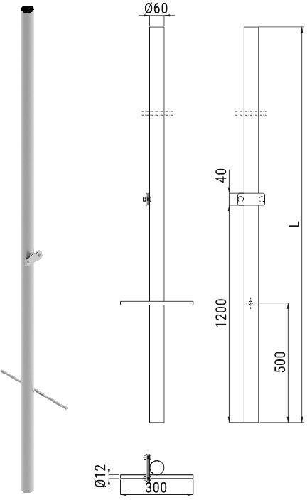 Słup ATS SKAM3/4 pod montaż kamer CCTV